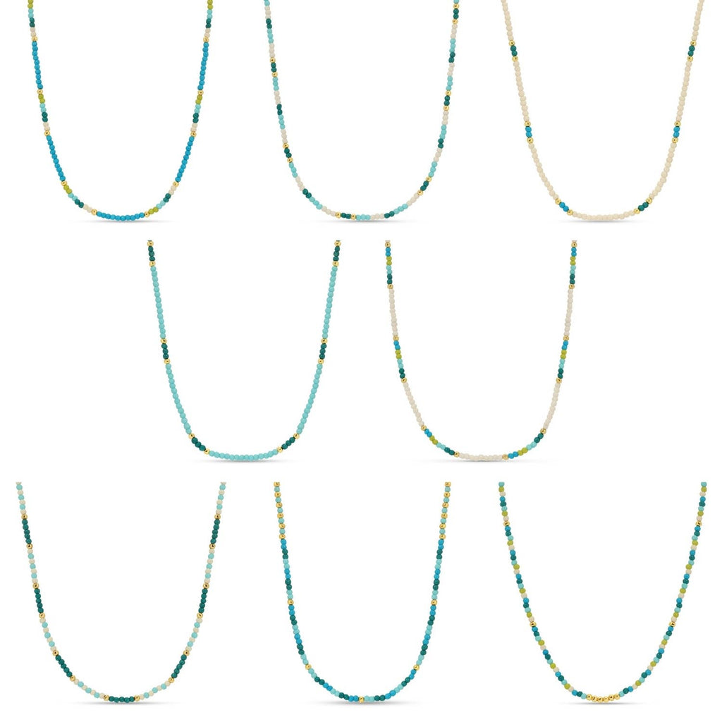 Splendid Iris - Sale - Delicate Seed Bead Necklaces - Assorted: Taupe/Peach/Grey