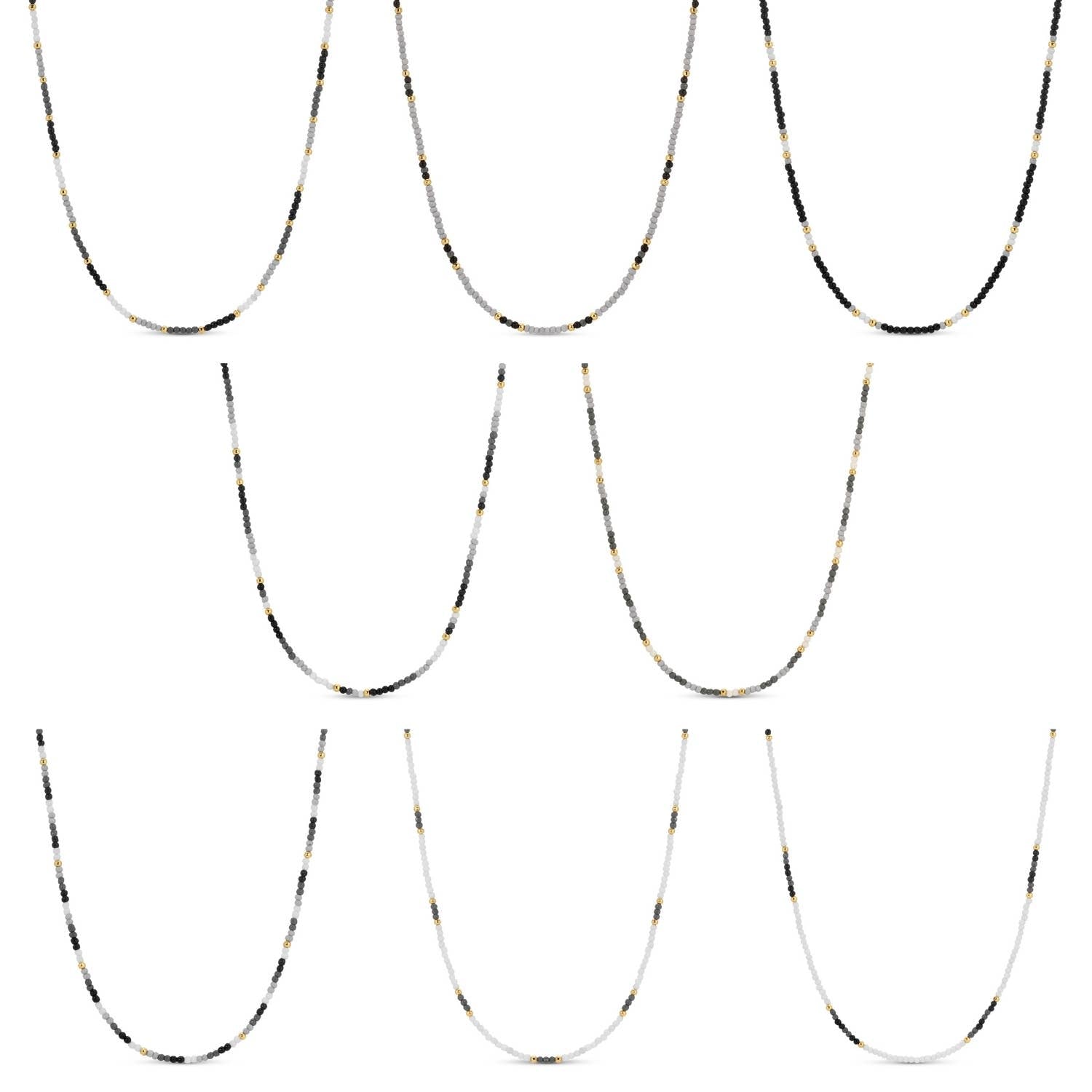 Splendid Iris - Sale - Delicate Seed Bead Necklaces - Assorted: Taupe/Peach/Grey