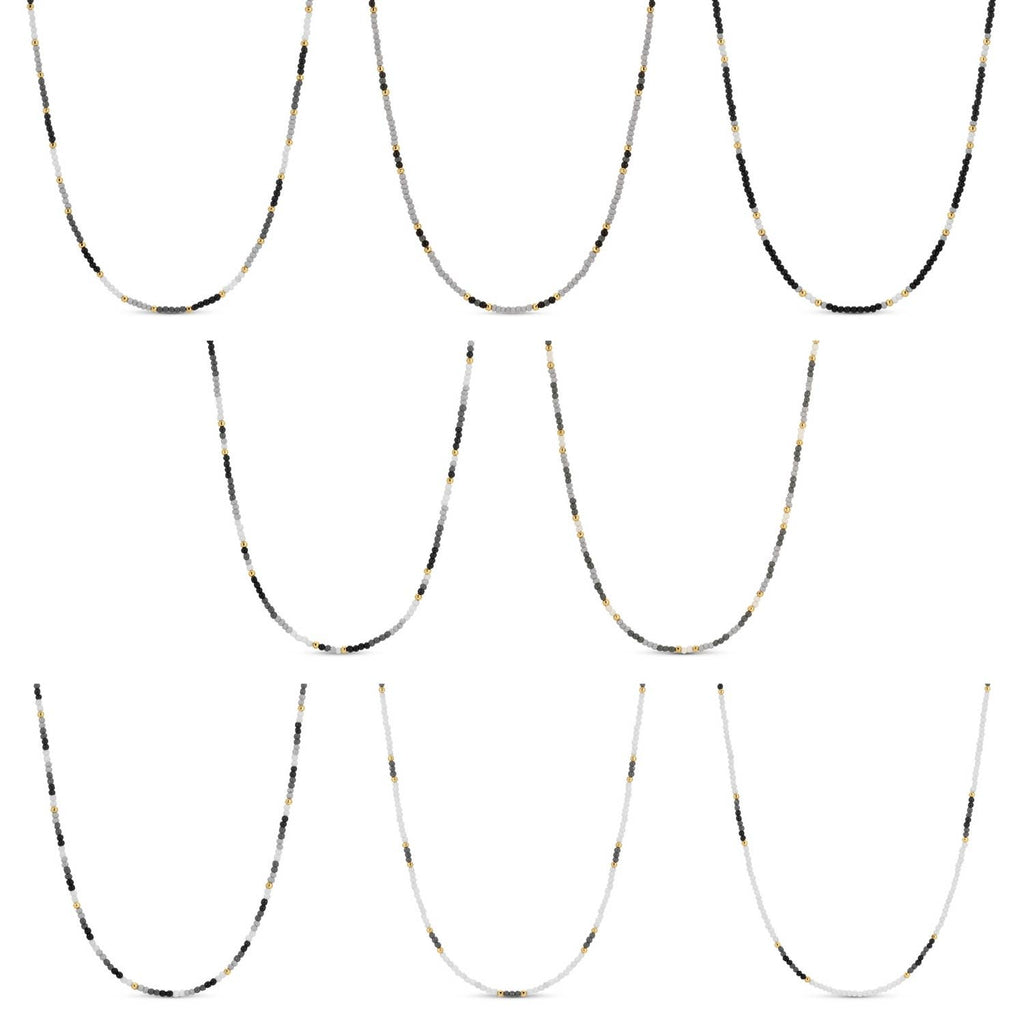 Splendid Iris - Sale - Delicate Seed Bead Necklaces - Assorted: Black/Grey/White