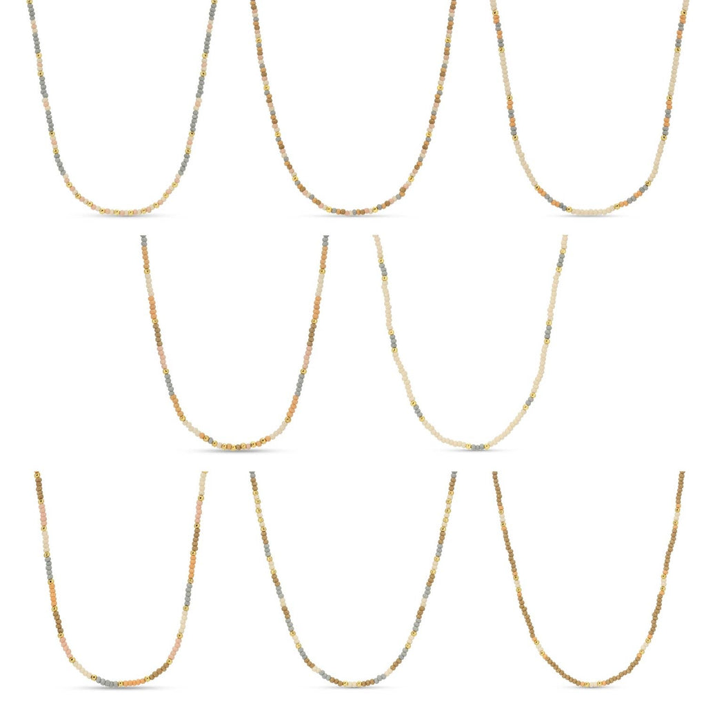 Splendid Iris - Sale - Delicate Seed Bead Necklaces - Assorted: Taupe/Peach/Grey