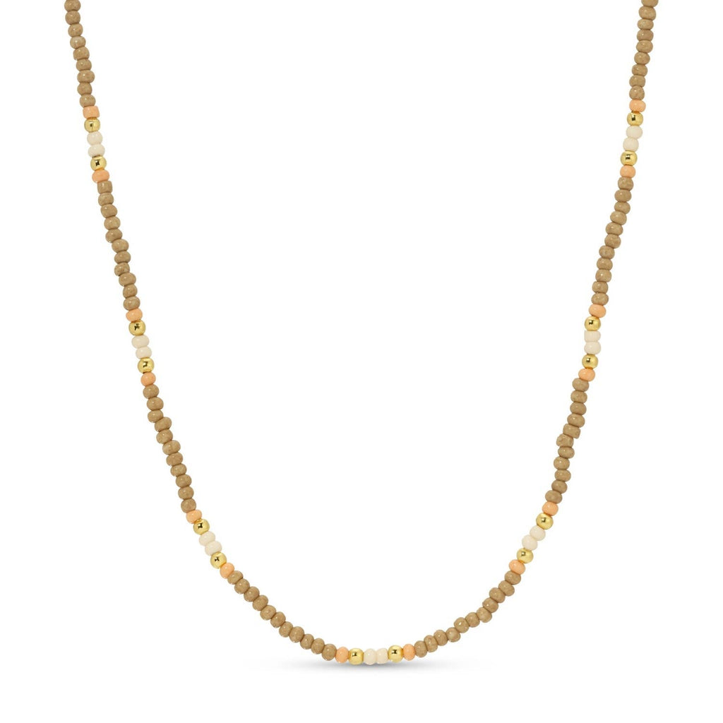 Splendid Iris - Sale - Delicate Seed Bead Necklaces - Assorted: Taupe/Peach/Grey