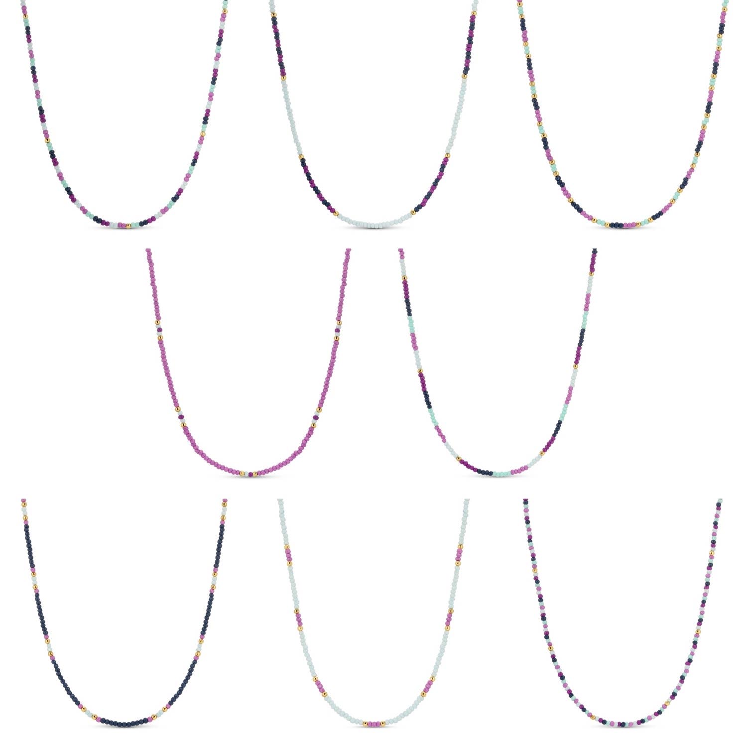 Splendid Iris - Sale - Delicate Seed Bead Necklaces - Assorted: Taupe/Peach/Grey