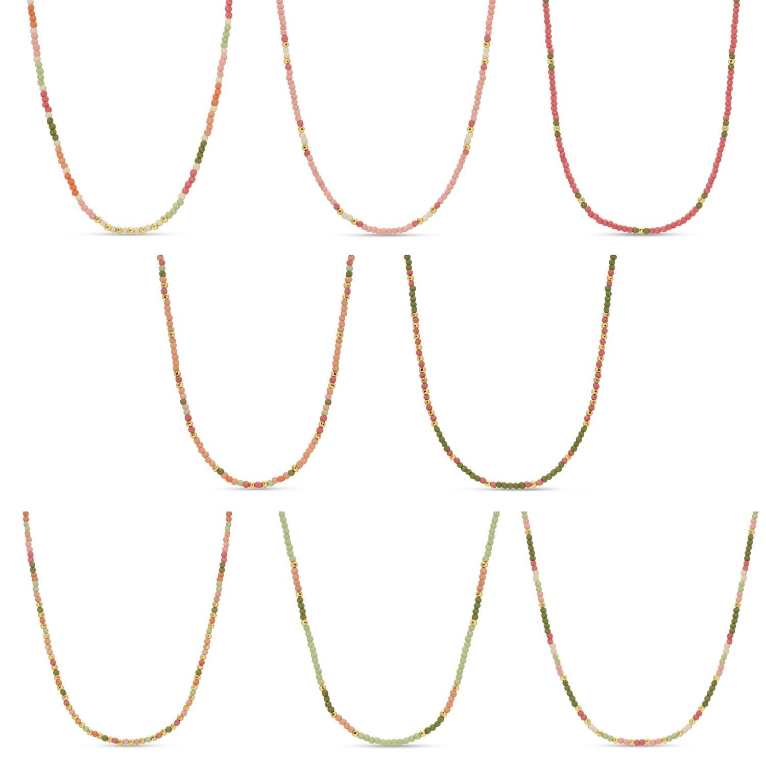 Splendid Iris - Sale - Delicate Seed Bead Necklaces - Assorted: Taupe/Peach/Grey